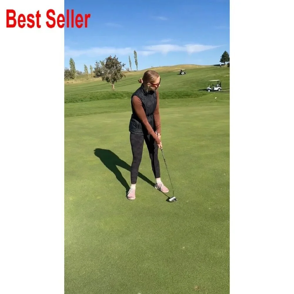 Lightweight Puffer Vest Stand Collar Quilted Golf Water Resistant Zip Pockets